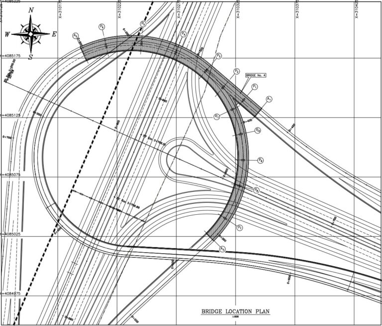 طراحی ۵ دستگاه پل در تقاطع‌های شمالی و جنوبی محور سجه-سمل با طول‌های ۲۰۰ الی ۳۰۰ متر